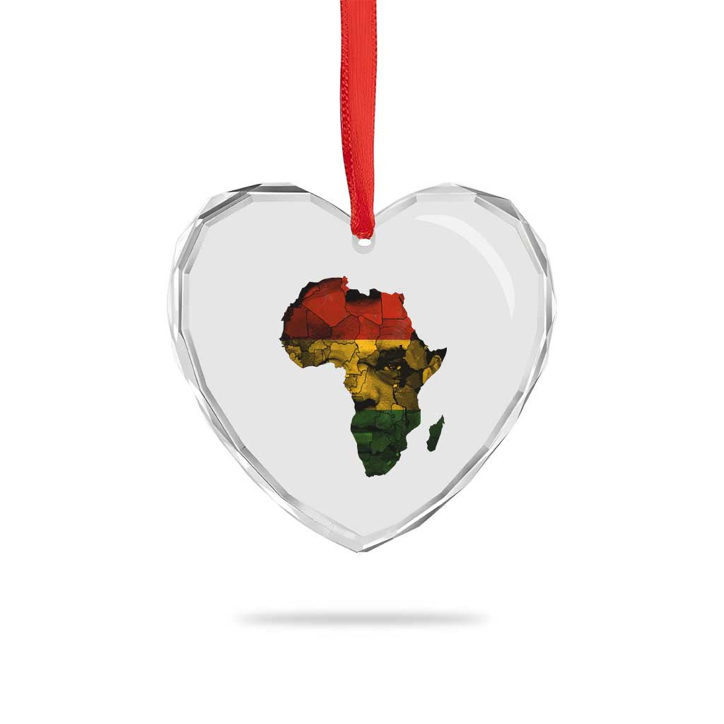 Black History Month Heart Crystal Glass Ornament Pan African Africa Map Black Pride - Wonder Print Shop