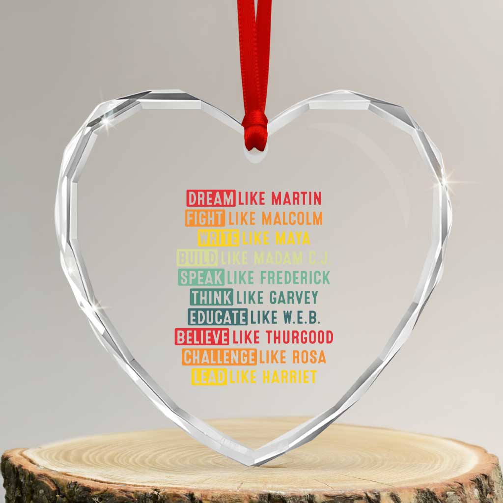 Black History Month Heart Crystal Glass Ornament Retro Inspirational Leaders - Wonder Print Shop