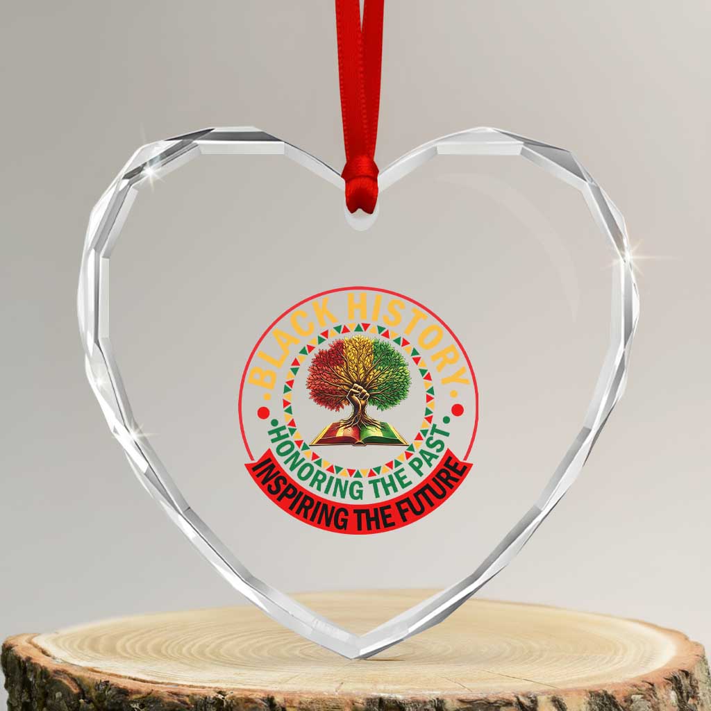 Black History Month Quote Heart Crystal Glass Ornament Honoring The Past Inspiring The Future Gift - Wonder Print Shop