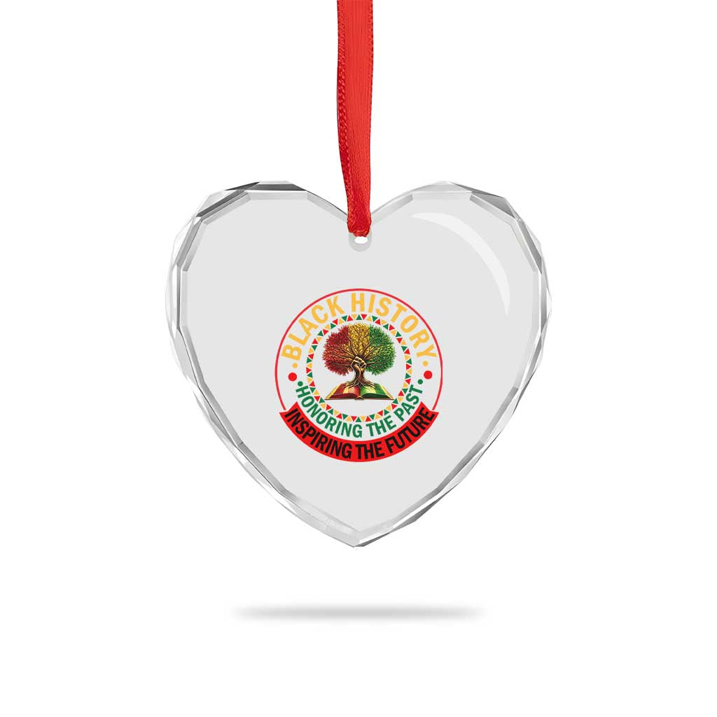 Black History Month Quote Heart Crystal Glass Ornament Honoring The Past Inspiring The Future Gift - Wonder Print Shop