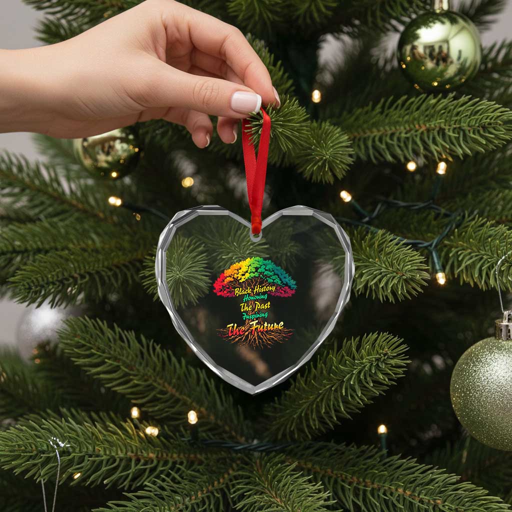 Black History Month Quote Heart Crystal Glass Ornament Inspiring The Future Honoring The Past - Wonder Print Shop