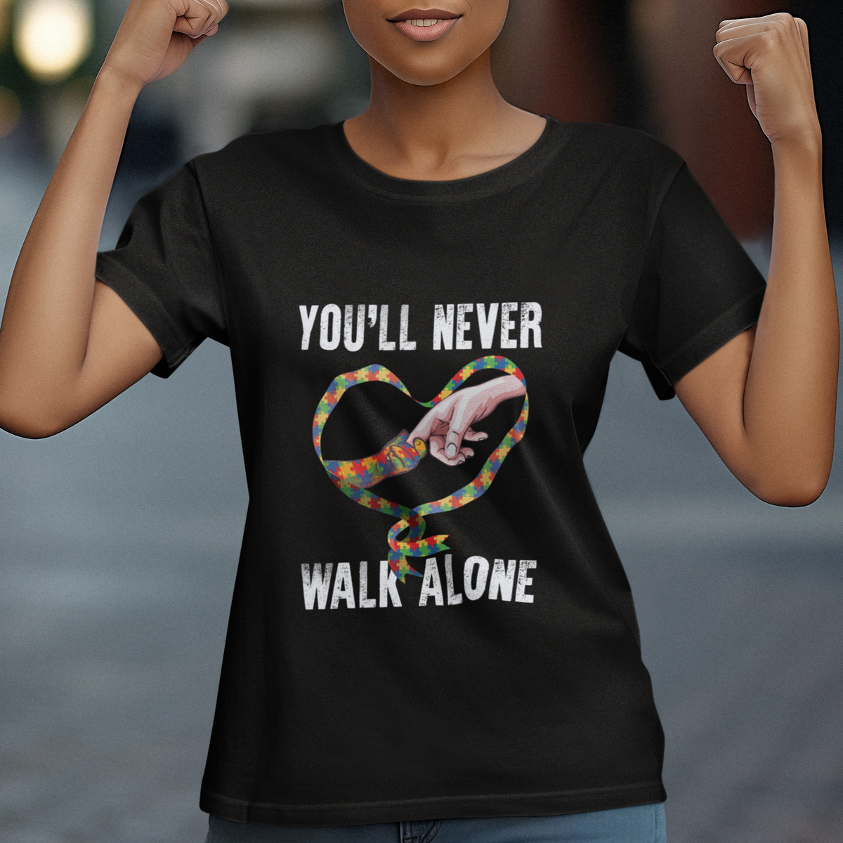 Autism Awareness T Shirt For Women You'll Never Walk Alone Mom Support - Wonder Print Shop