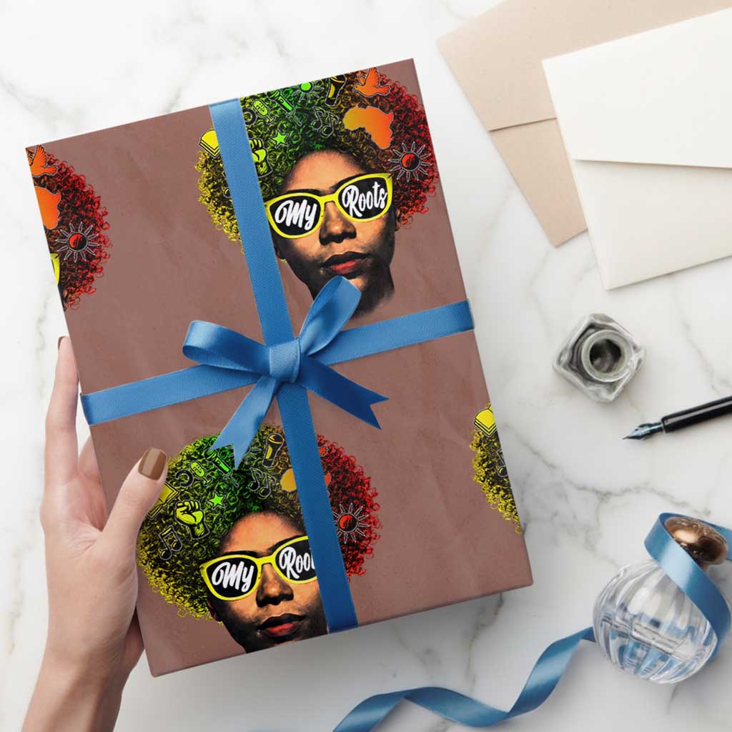 Black History Month Wrapping Paper Roll My Roots African American Pride Gift - Wonder Print Shop