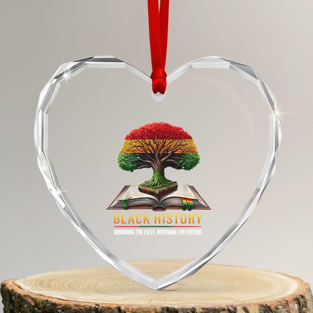 Black History Teacher Heart Crystal Glass Ornament Honoring The Past Inspiring The Future Tree of Life - Wonder Print Shop