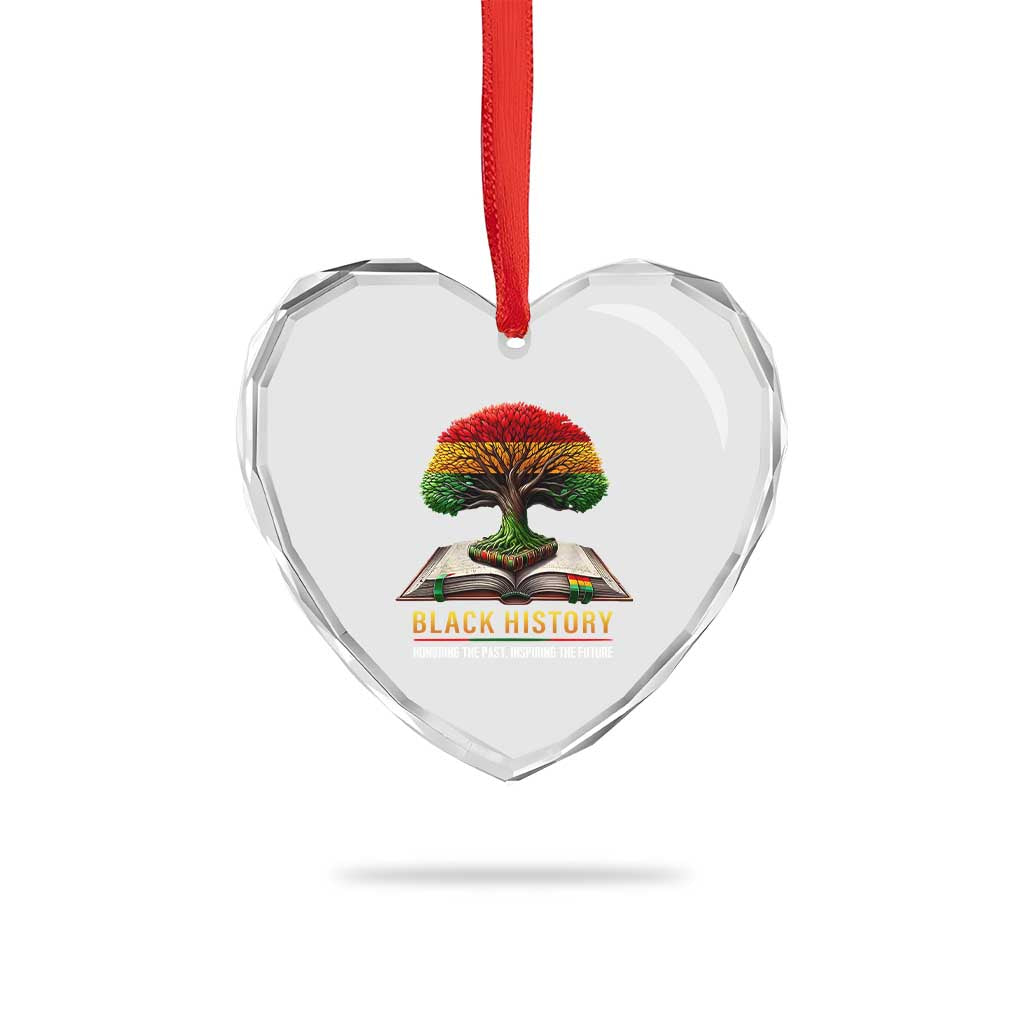 Black History Teacher Heart Crystal Glass Ornament Honoring The Past Inspiring The Future Tree of Life - Wonder Print Shop