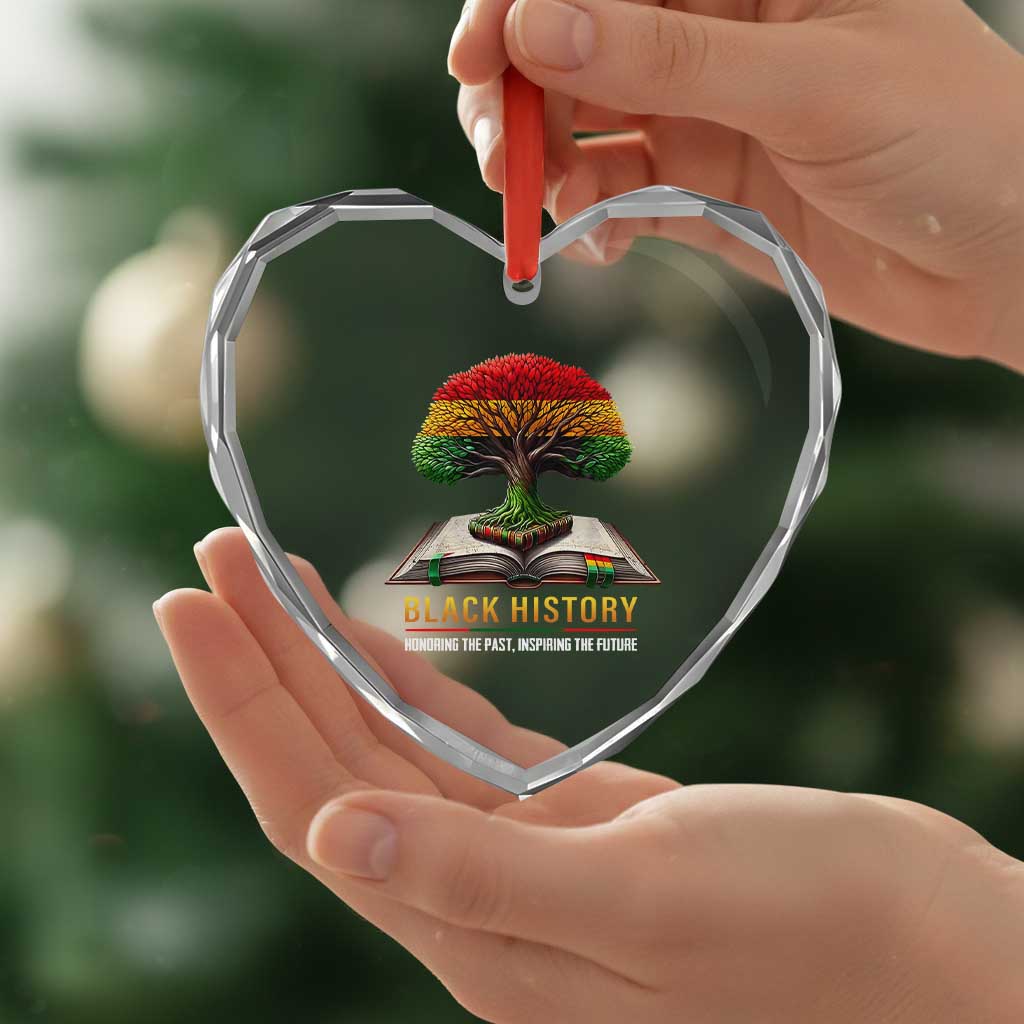 Black History Teacher Heart Crystal Glass Ornament Honoring The Past Inspiring The Future Tree of Life - Wonder Print Shop
