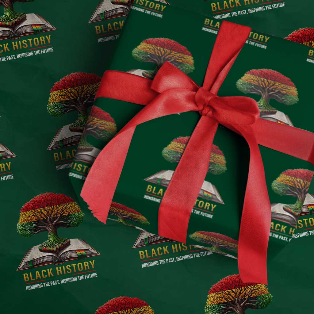 Black History Teacher Wrapping Paper Roll Honoring The Past Inspiring The Future Tree of Life - Wonder Print Shop
