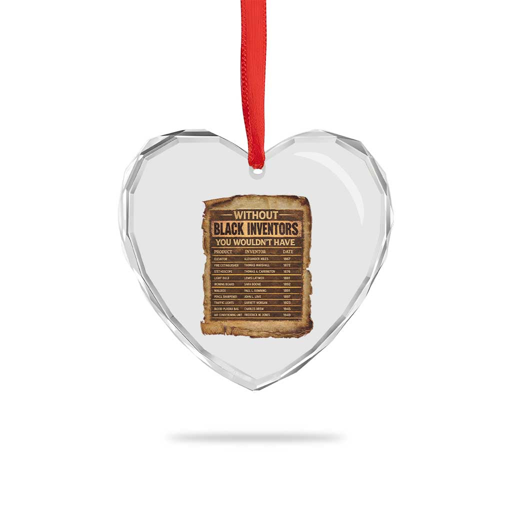 Black Inventors Heart Crystal Glass Ornament Afro African Melanin Black History Month Juneteenth