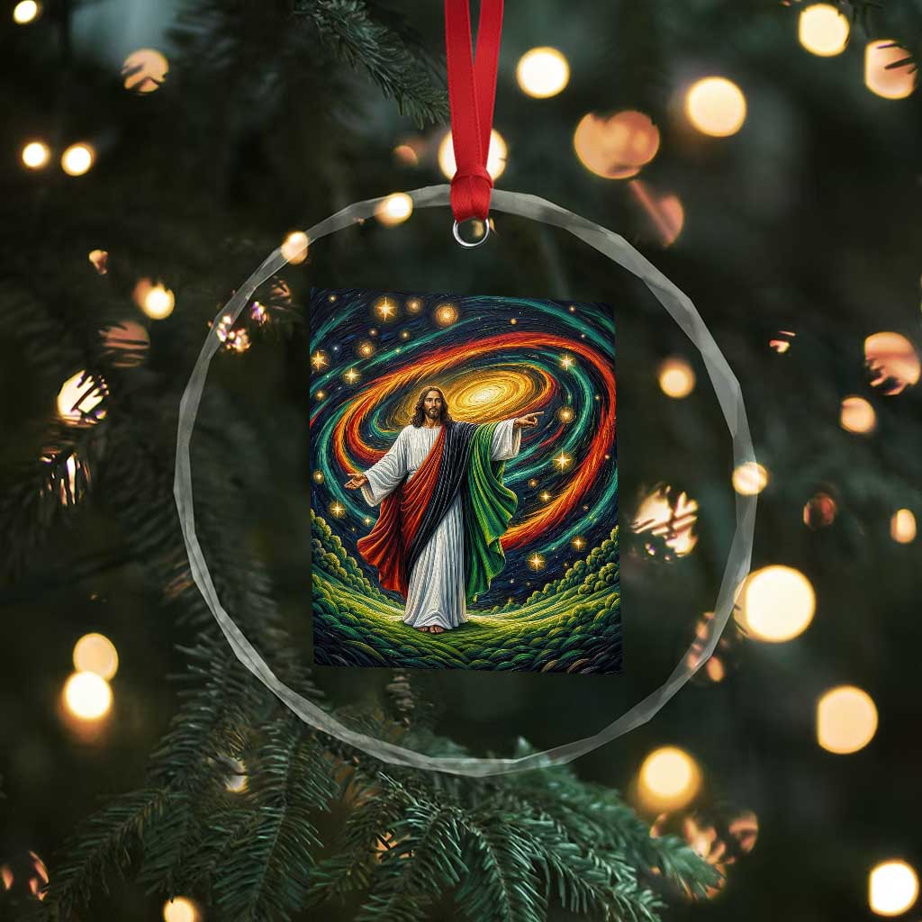 Black Jesus Juneteenth Crystal Glass Ornament African American Christian Pride
