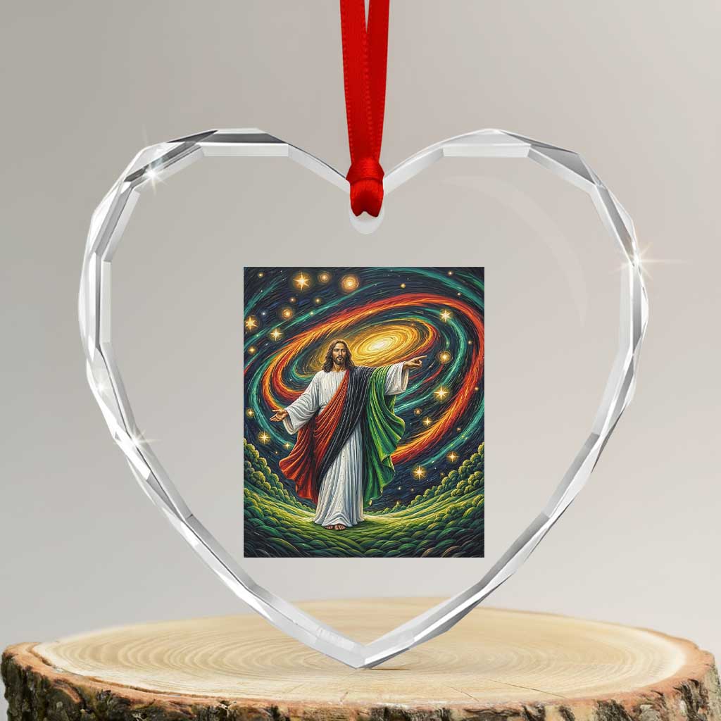 Black Jesus Juneteenth Heart Crystal Glass Ornament African American Christian Pride
