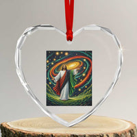 Black Jesus Juneteenth Heart Crystal Glass Ornament African American Christian Pride