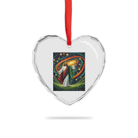 Black Jesus Juneteenth Heart Crystal Glass Ornament African American Christian Pride
