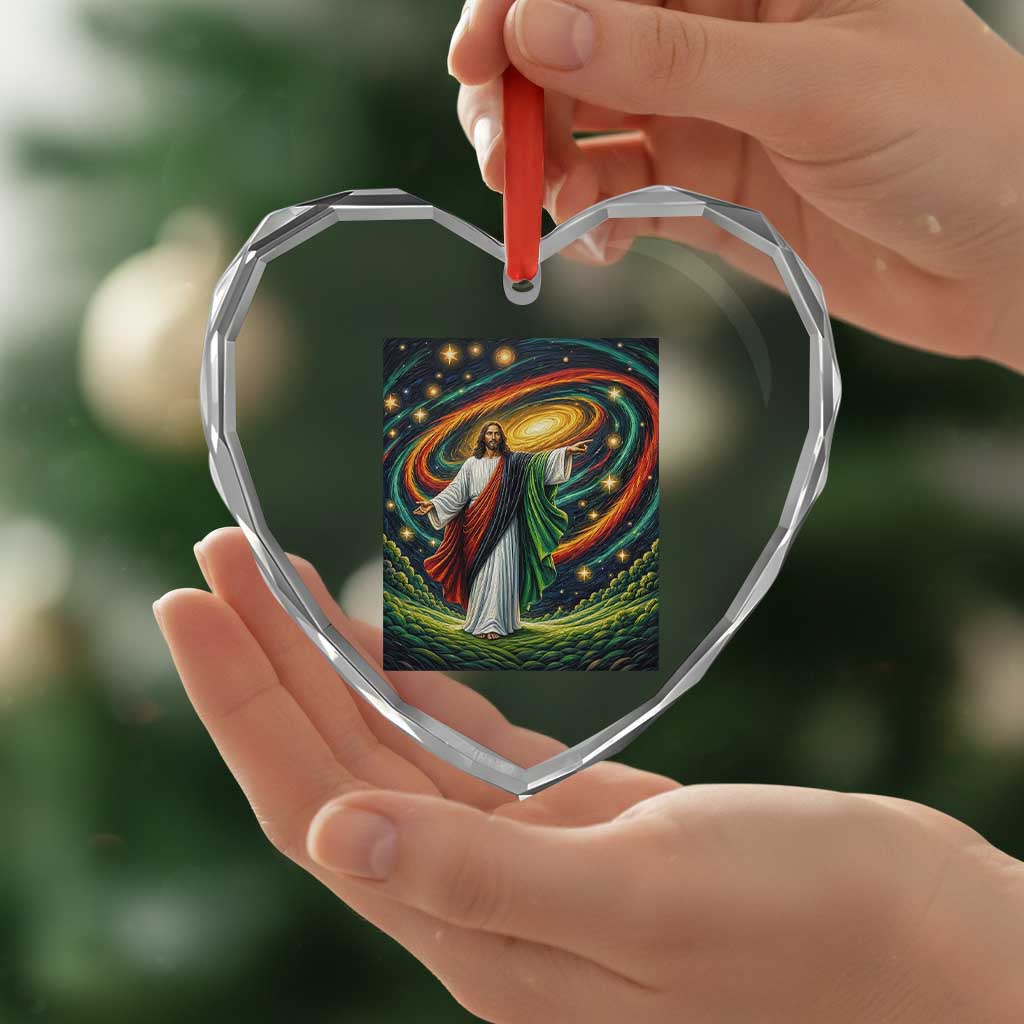 Black Jesus Juneteenth Heart Crystal Glass Ornament African American Christian Pride