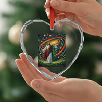 Black Jesus Juneteenth Heart Crystal Glass Ornament African American Christian Pride