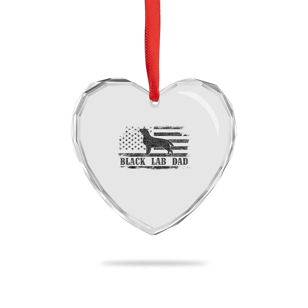 Black Lab Dad Heart Crystal Glass Ornament Funny Labrador Dad Fathers Day Gift for Dog Lovers - Wonder Print Shop