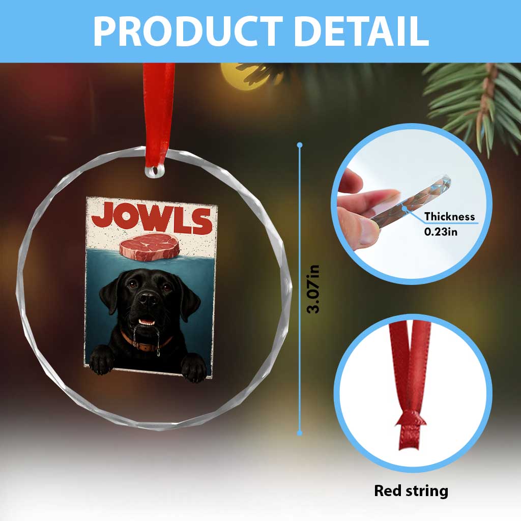 Black Labrador Retriever Crystal Glass Ornament Funny Jowls Horror Dog Poster TS12