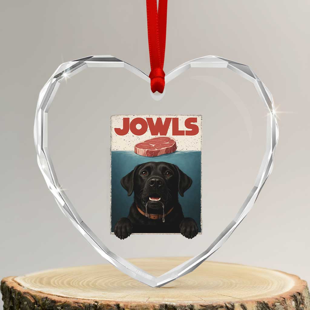 Black Labrador Retriever Heart Crystal Glass Ornament Funny Jowls Horror Dog Poster - Wonder Print Shop