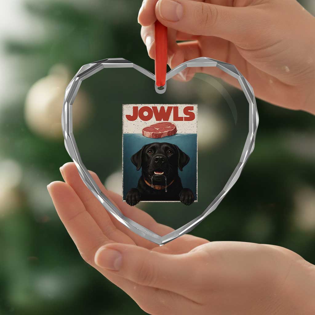 Black Labrador Retriever Heart Crystal Glass Ornament Funny Jowls Horror Dog Poster - Wonder Print Shop