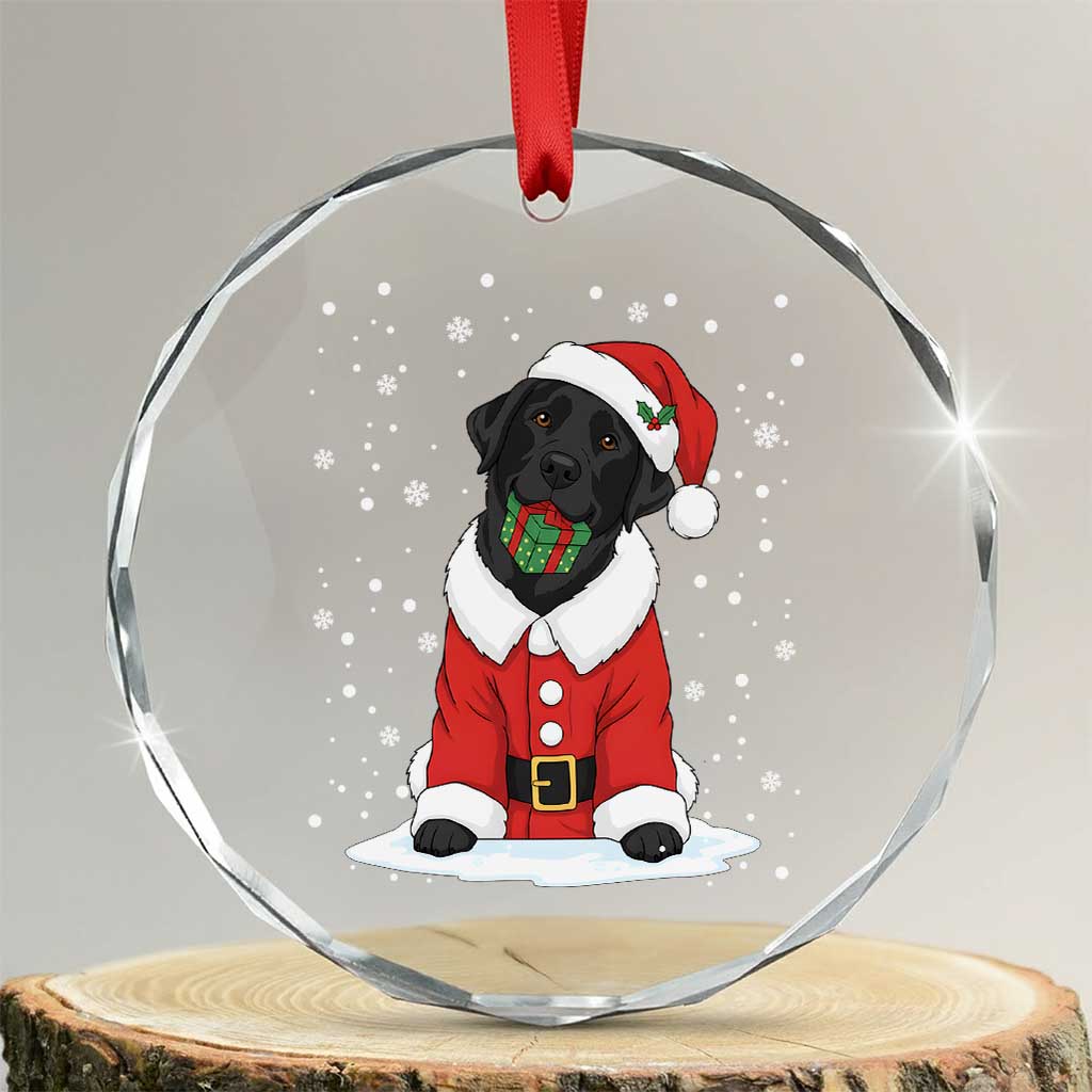 Black Labrador Santa Crystal Glass Ornament Funny Christmas Dog Lover Gift - Wonder Print Shop
