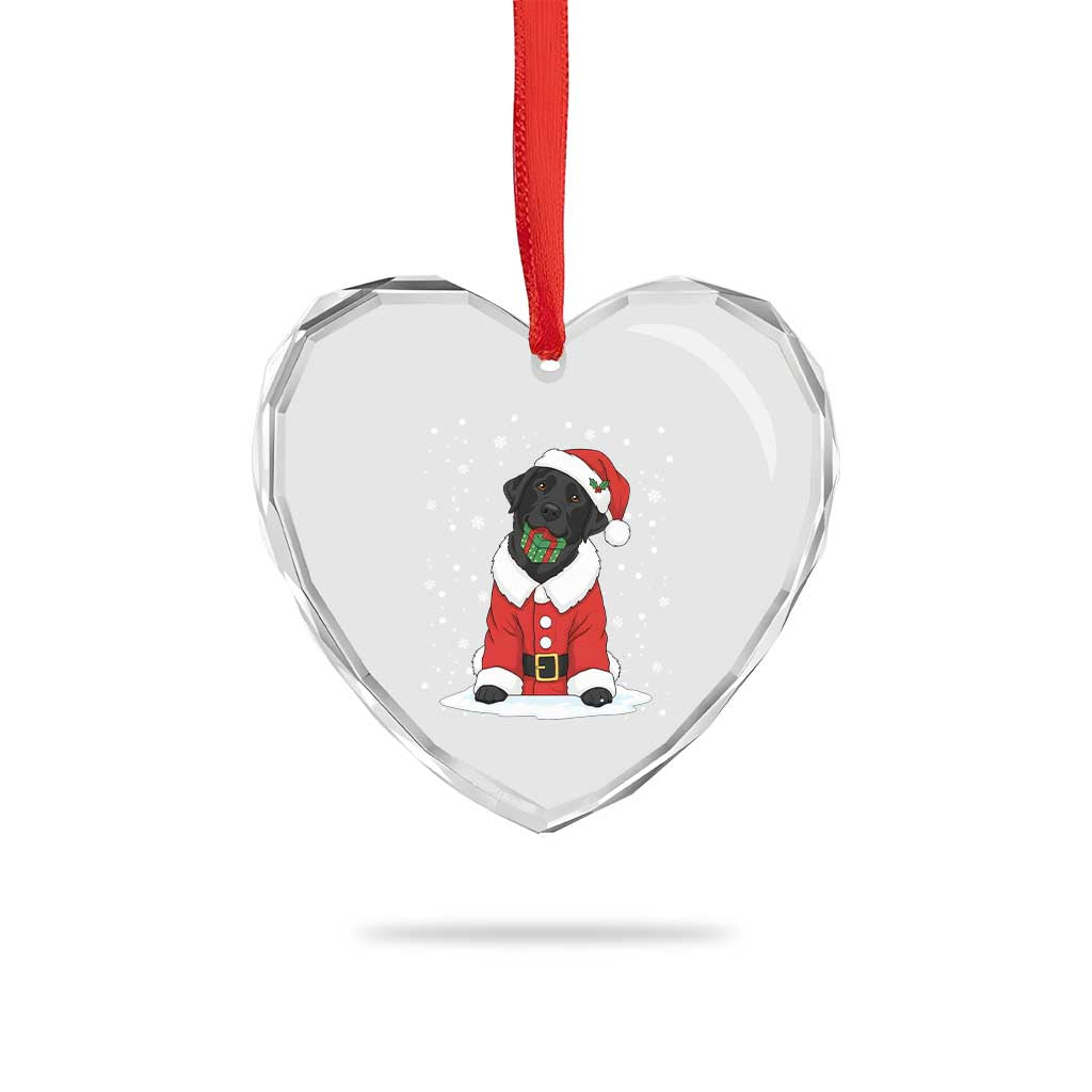 Black Labrador Santa Heart Crystal Glass Ornament Funny Christmas Dog Lover Gift - Wonder Print Shop