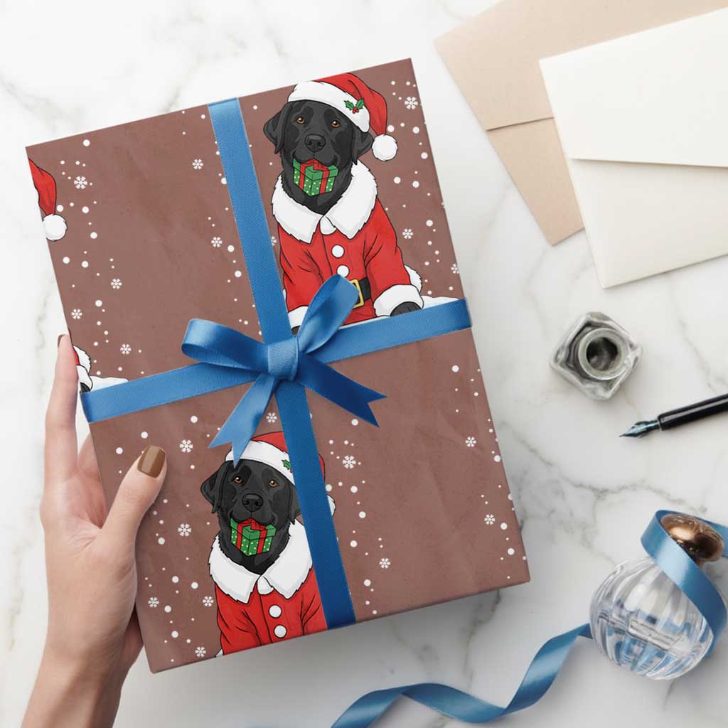 Black Labrador Santa Wrapping Paper Roll Funny Xmas Dog Lover Gift - Wonder Print Shop