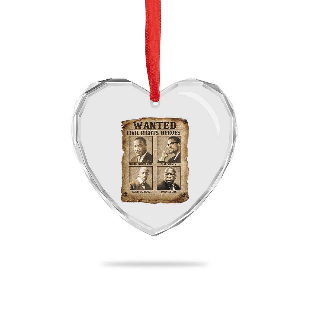 Black Leaders Heart Crystal Glass Ornament Wanted Civil Rights Heroes MLK Malcolm X Web John Lewis