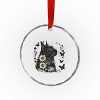 Black Maine Coon Cat Crystal Glass Ornament Floral Sunflower Watercolor Gift