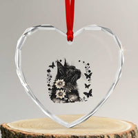 Black Maine Coon Cat Heart Crystal Glass Ornament Floral Sunflower Watercolor Gift