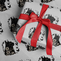 Black Maine Coon Cat Wrapping Paper Roll Floral Sunflower Watercolor Gift