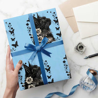 Black Maine Coon Cat Wrapping Paper Roll Floral Sunflower Watercolor Gift