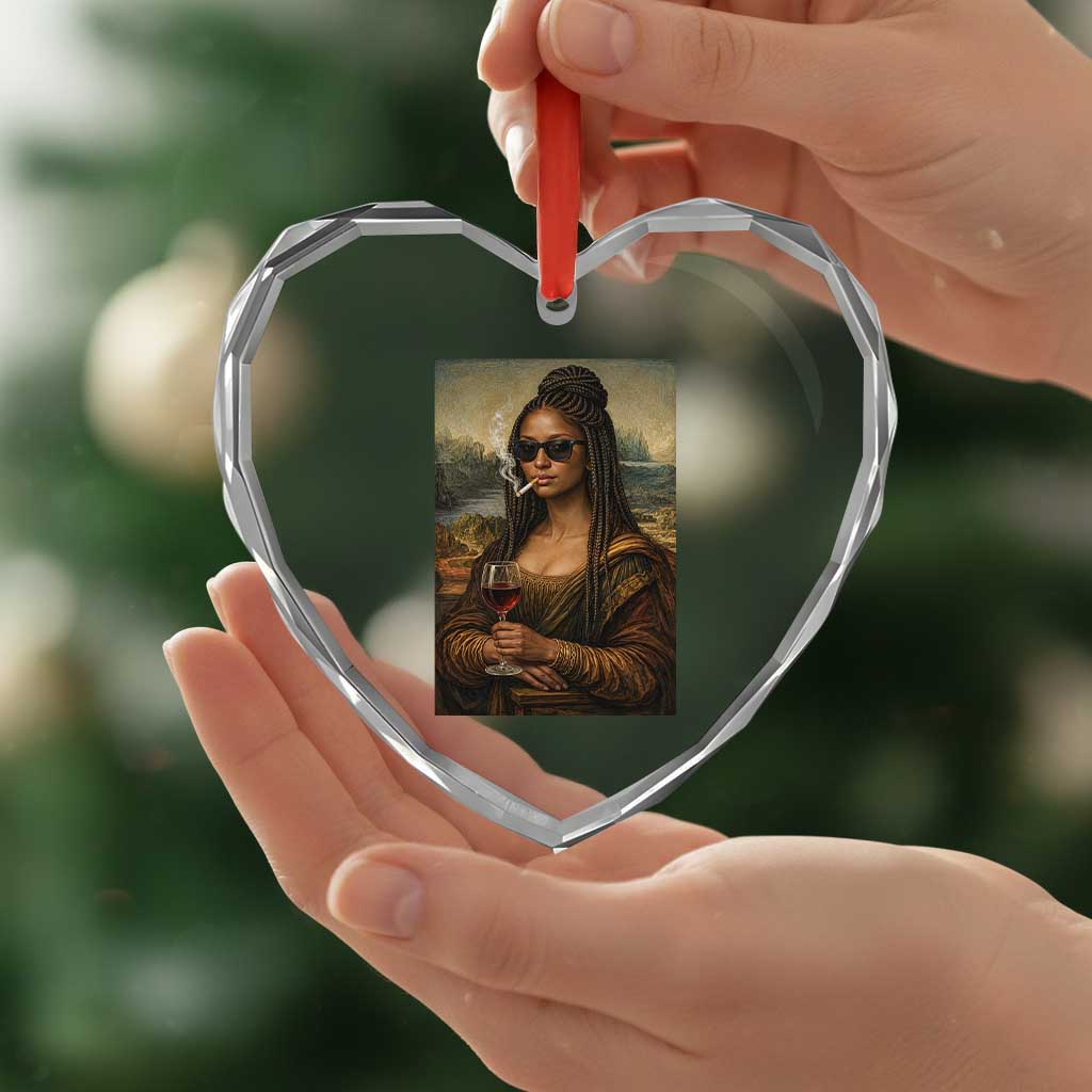 Black Mona Lisa African American Heart Crystal Glass Ornament Black History Month - Wonder Print Shop