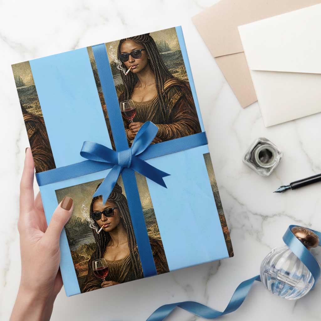Black Mona Lisa African American Wrapping Paper Roll Black History Month - Wonder Print Shop