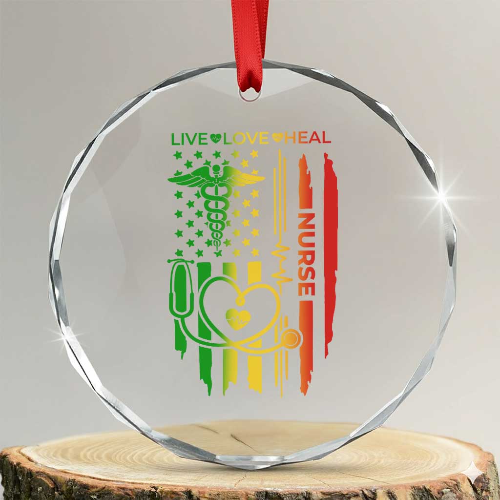 Black Nurse Crystal Glass Ornament American Flag Proud Afro African Women Melanin Pride TS10