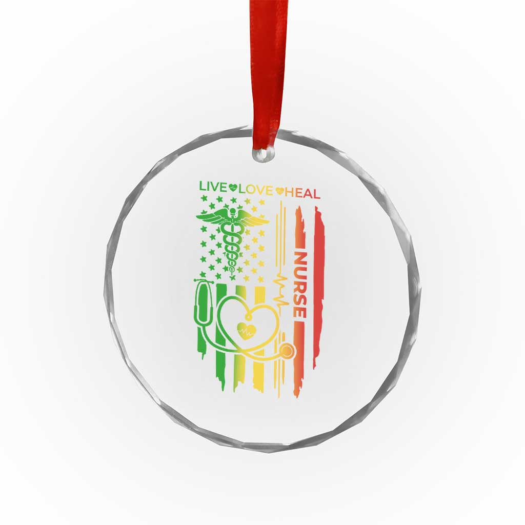 Black Nurse Crystal Glass Ornament American Flag Proud Afro African Women Melanin Pride TS10