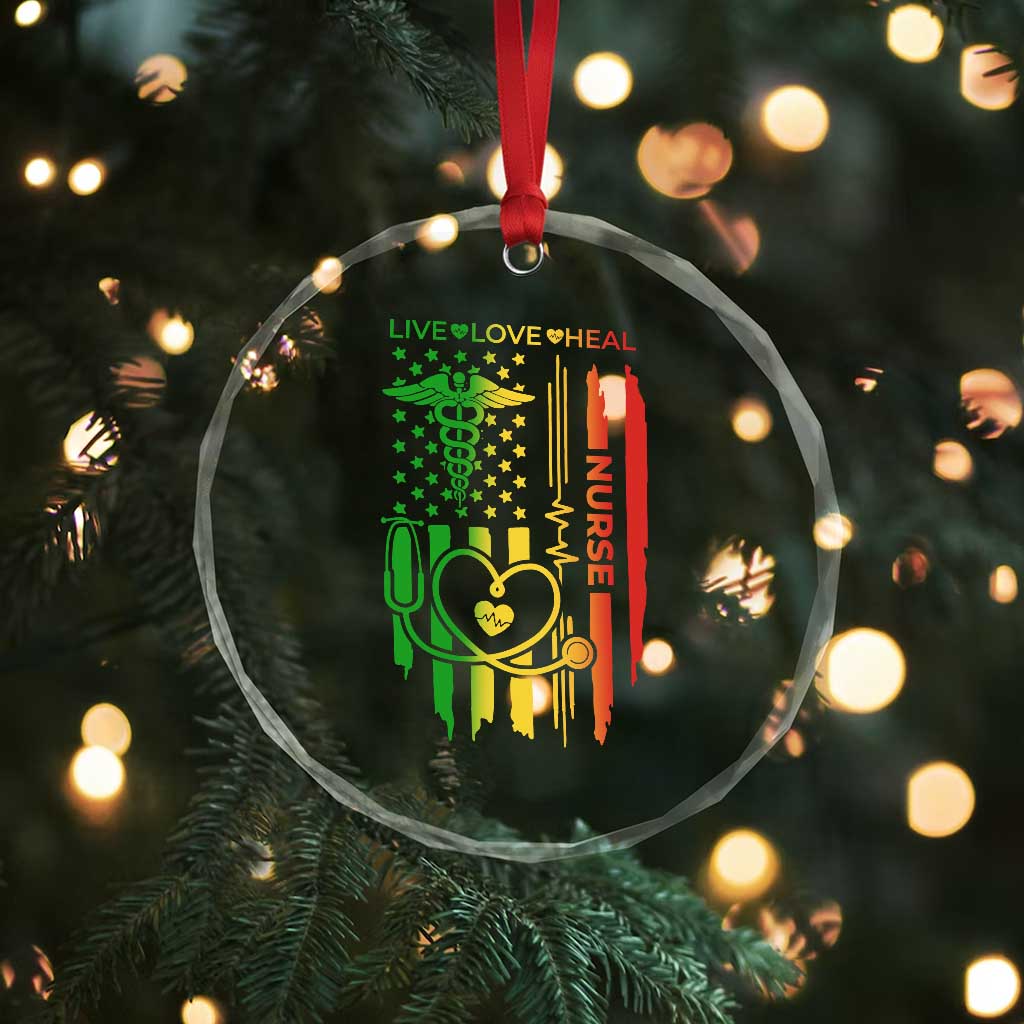 Black Nurse Crystal Glass Ornament American Flag Proud Afro African Women Melanin Pride TS10