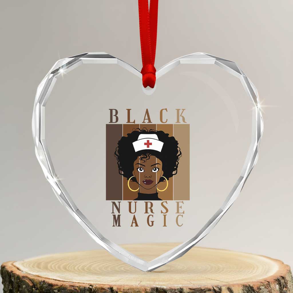 Black Nurse Magic Heart Crystal Glass Ornament Black History Month Nurse Gift - Wonder Print Shop