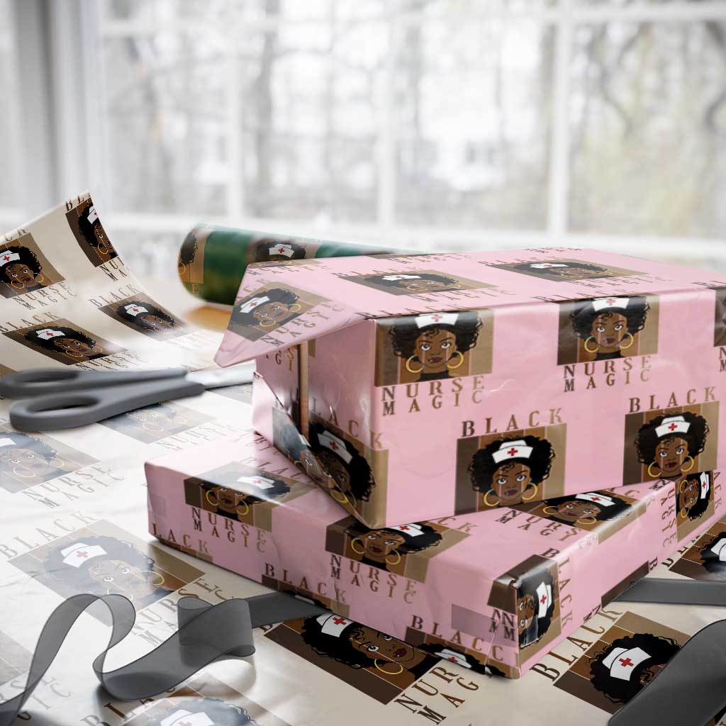 Black Nurse Magic Wrapping Paper Roll Black History Month Nurse Gift - Wonder Print Shop