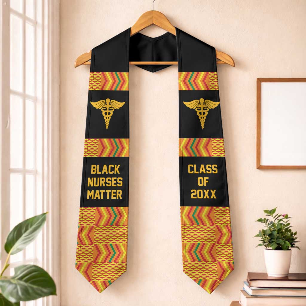 Black Nurses Matter Custom Year of Class Kente Pattern Graduation Stole