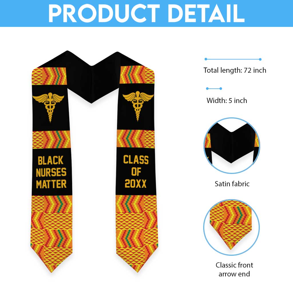 Black Nurses Matter Custom Year of Class Kente Pattern Graduation Stole
