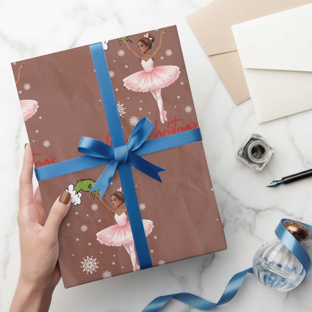 Black Nutcracker Ballet Wrapping Paper Roll Merry Christmas - Wonder Print Shop