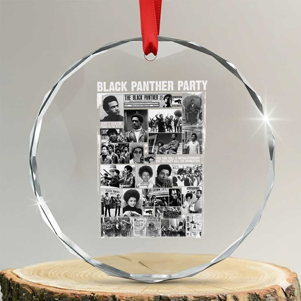 Black Panther Party Collage Crystal Glass Ornament Revolutionary Tribute to Huey P. Newton Movement Legacy TS02