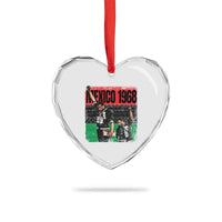 Black Power Salute 1968 Heart Crystal Glass Ornament Black History Month Civil Rights Movement - Wonder Print Shop
