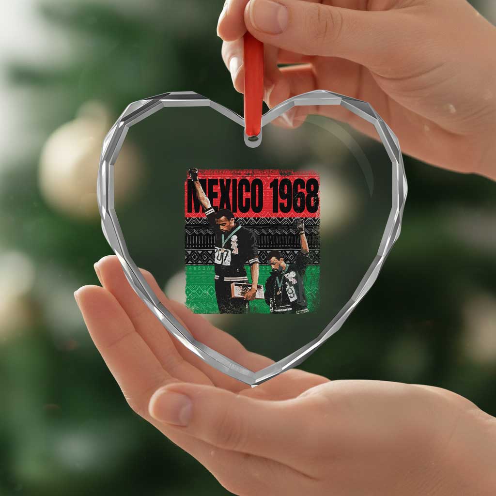 Black Power Salute 1968 Heart Crystal Glass Ornament Black History Month Civil Rights Movement - Wonder Print Shop