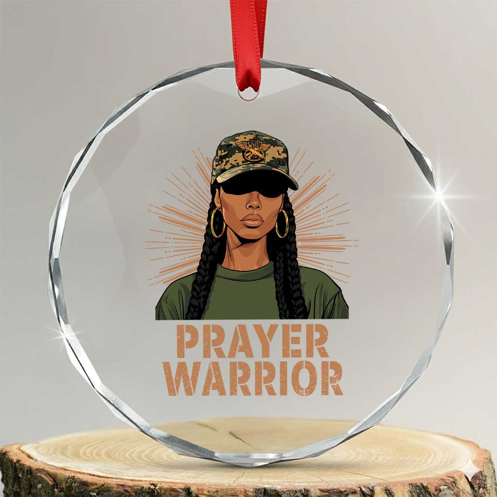 Black Prayer Warrior Crystal Glass Ornament Jesus God Christian Camo Girl TS02
