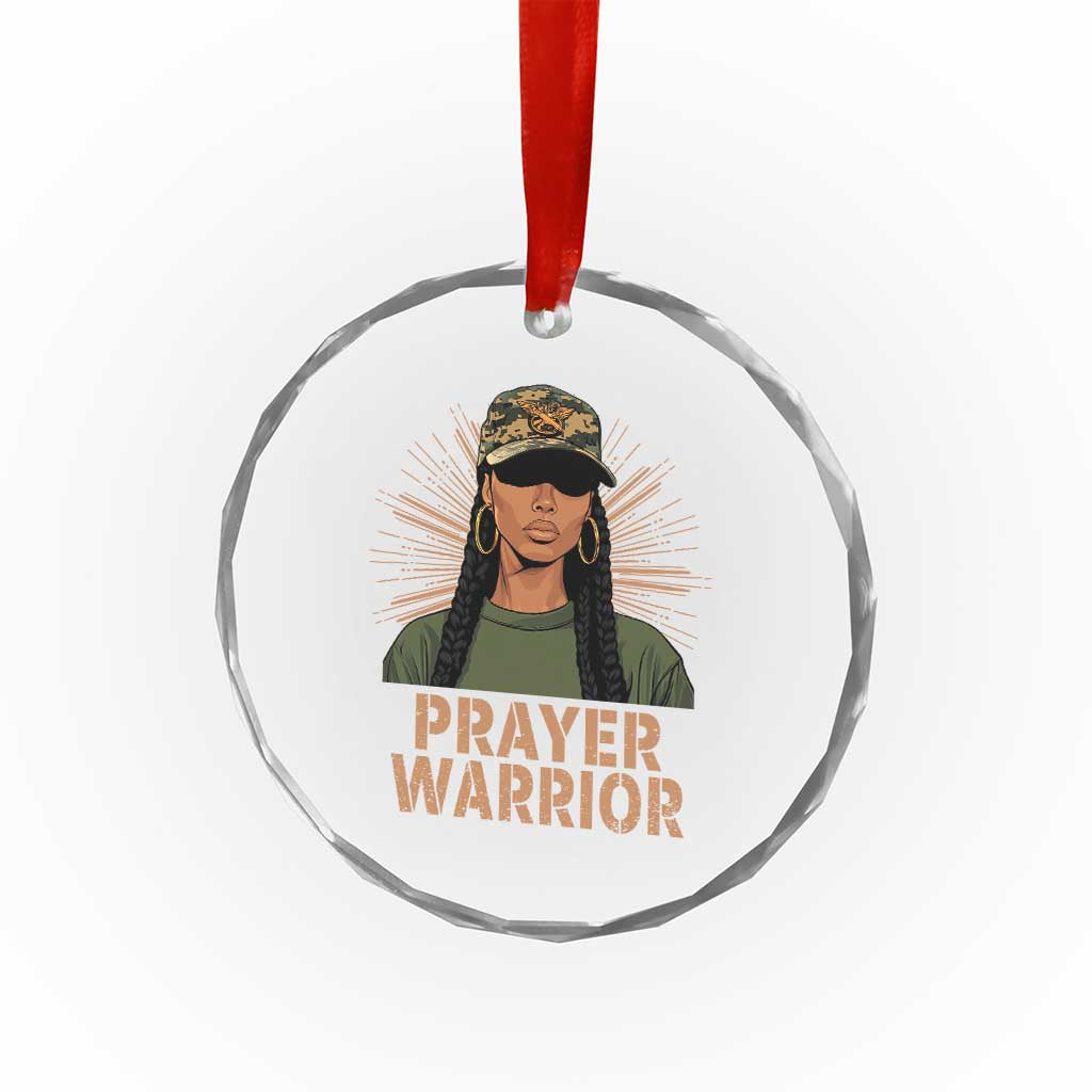 Black Prayer Warrior Crystal Glass Ornament Jesus God Christian Camo Girl TS02