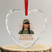 Black Prayer Warrior Heart Crystal Glass Ornament Jesus God Christian Camo Girl - Wonder Print Shop