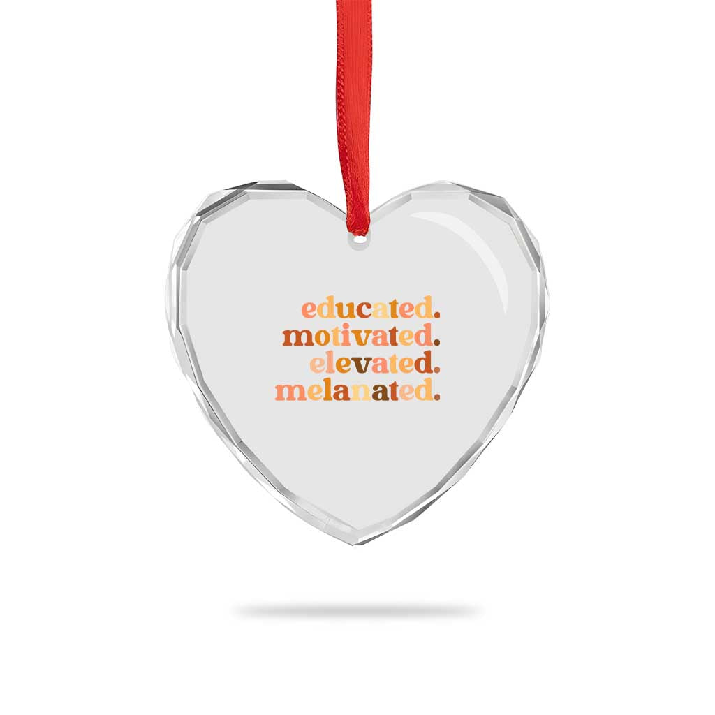 Black Pride Melanin Heart Crystal Glass Ornament Educated Motivated Elevated Melanated - Wonder Print Shop