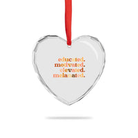 Black Pride Melanin Heart Crystal Glass Ornament Educated Motivated Elevated Melanated - Wonder Print Shop