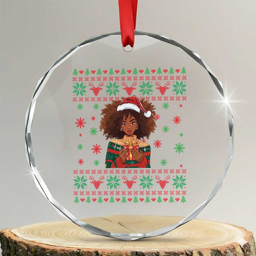 Black Queen Christmas Crystal Glass Ornament African American Girl Black Pride - Wonder Print Shop