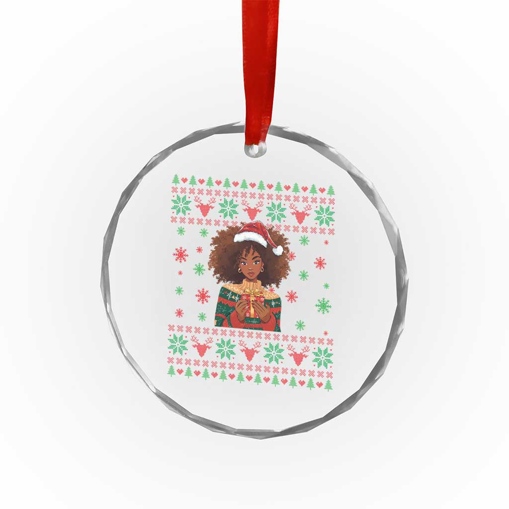 Black Queen Christmas Crystal Glass Ornament African American Girl Black Pride - Wonder Print Shop